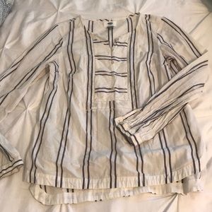 Old Navy White and Blue Blouse